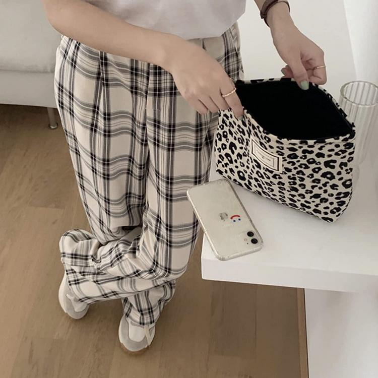 Leopard benutzerdefinierte Baumwollkosmetiktasche modische Eigenmarken-Kosmetiktaschen Leinwand-Kulturbeutel für Männer und Frauen