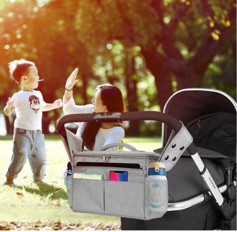 Große Kapazität Custom Travel Walking wasserdicht isolierte Kinderwagen Organizer Taschen Windel Aufbewahrungstasche mit verstellbarem Riemen