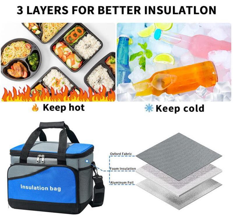 Kundenspezifische 600D-Polyester-Reise-Lunchbox-Isolierung aus Aluminiumfolie, auslaufsichere Bierdosen-isolierte Kühltasche