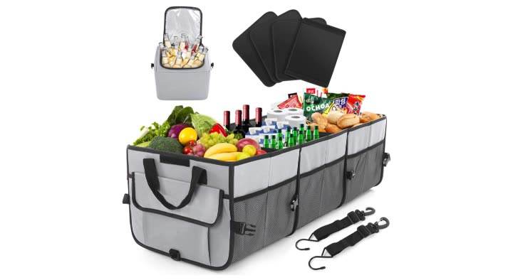 Amazon Hot Deals Multifunktionaler tragbarer Kofferraum-Organizer mit großer Kapazität, faltbar mit Kühltasche