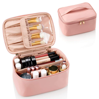 Organizer Make-up-Koffer mit Griff und Pinselaufbewahrung Reise-Make-up-Tasche Große Kapazität Reise-Kosmetiktasche Mittlere Make-up-Tasche