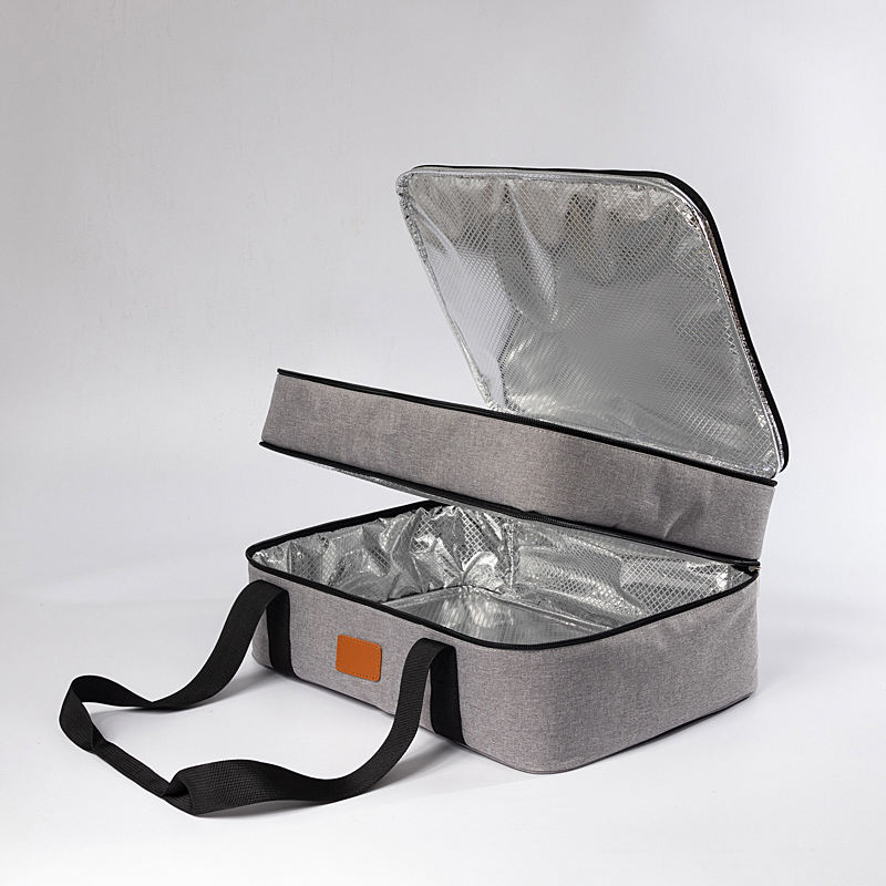 Doppelte tragbare Polyester-Thermo-Lunch-Isolierte Kühltaschen Bento-Box-Einkaufstasche
