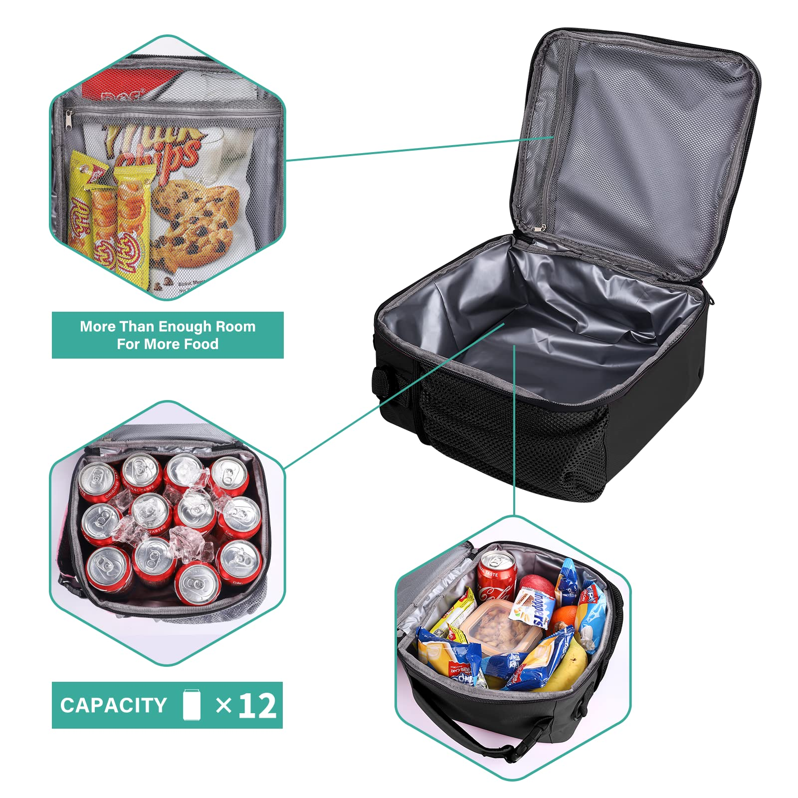 Maßgeschneiderte isolierte Lunchbox Gefrierbare Tragetasche Kühltasche für Erwachsene Mittagessen Organizer für Büroarbeit Picknick Strand