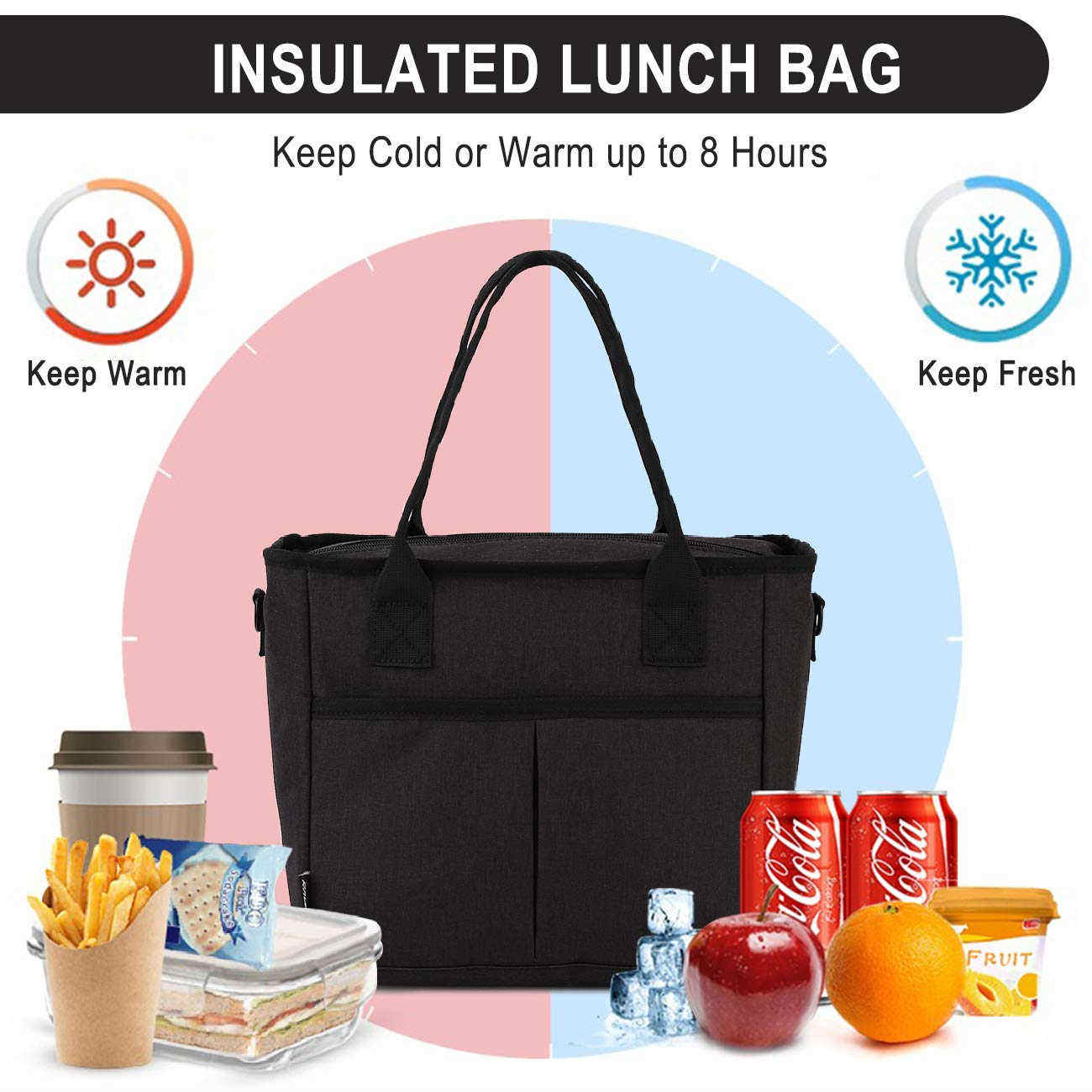 Wasserdichte große isolierte auslaufsichere Thermo-Lunchbox Wiederverwendbare isolierte Lunch-Taschen-Kühltasche für Frauen mit Schulterstr