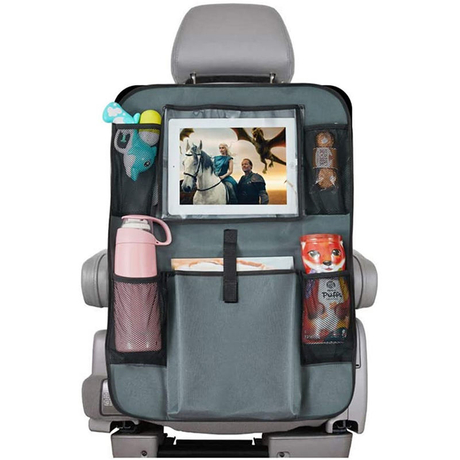 Rücksitz-Auto-Organizer für Kinder, Trittmatten, Abdeckung, Autositzschutz mit Touchscreen, iPad-Halter, Aufbewahrungstaschen, Fahrzeugreisen